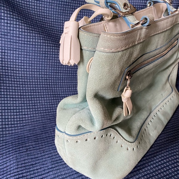 Coach (with COA) Soft Green Suede Handbag - Picture 6 of 7